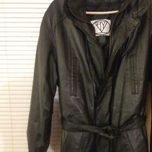 HY designer heavy 3/4 leather Jacket